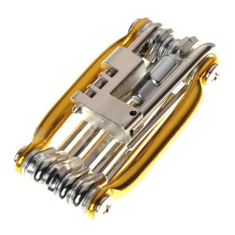 11 in 1 Bicycle Repair Tool Kit Aluminum Alloy Multifunction Bicycle Multi Tool Chain Hex Spoke Mountain Bike Wrench