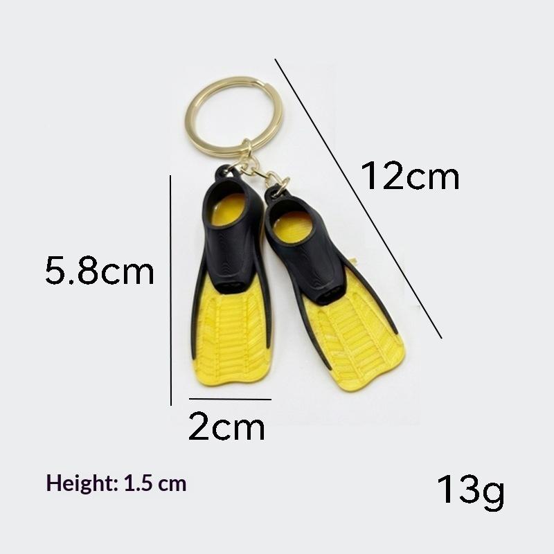 1Pcs 3D Printed Mini Diving Fin Key Chain Flipper Keyring Diver Diving Gift Novelty Summer Beach Swimming Pendant For Bags