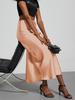 Women's Clothing Elegant Satin Midi Skirt Slim Fit High-Waisted Dress
