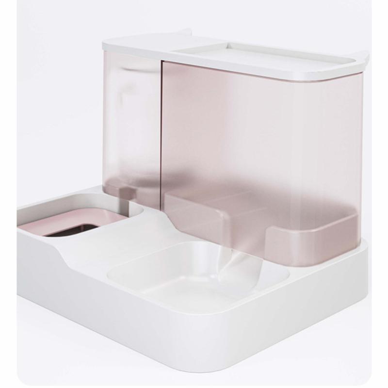 

Автоматическая кормушка и поилка для домашних животных 2-в-1, гравитационная конструкция для кошек и маленьких собак (серый), Без батареи розовый