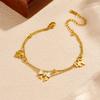 Gold Bow Charm Jewelry Set: Necklace and Bracelet with White Enamel Accents