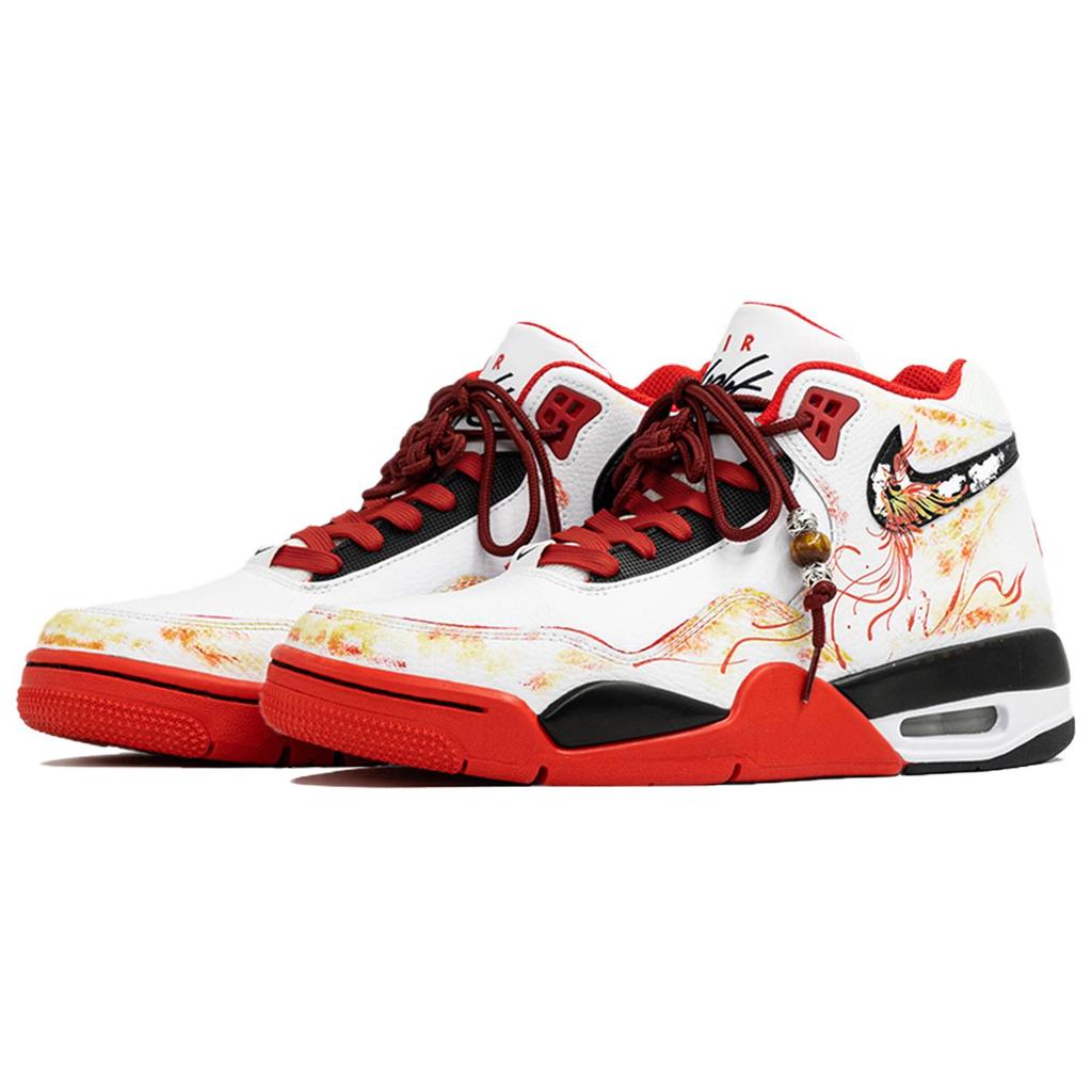 Nike Flight Legacy Kaleidoscope, Phoenix's Song, Shopping Bag High Top Vintage Basketball Shoes Men's Black White Red BQ4212-100(Team113-S-BOX)