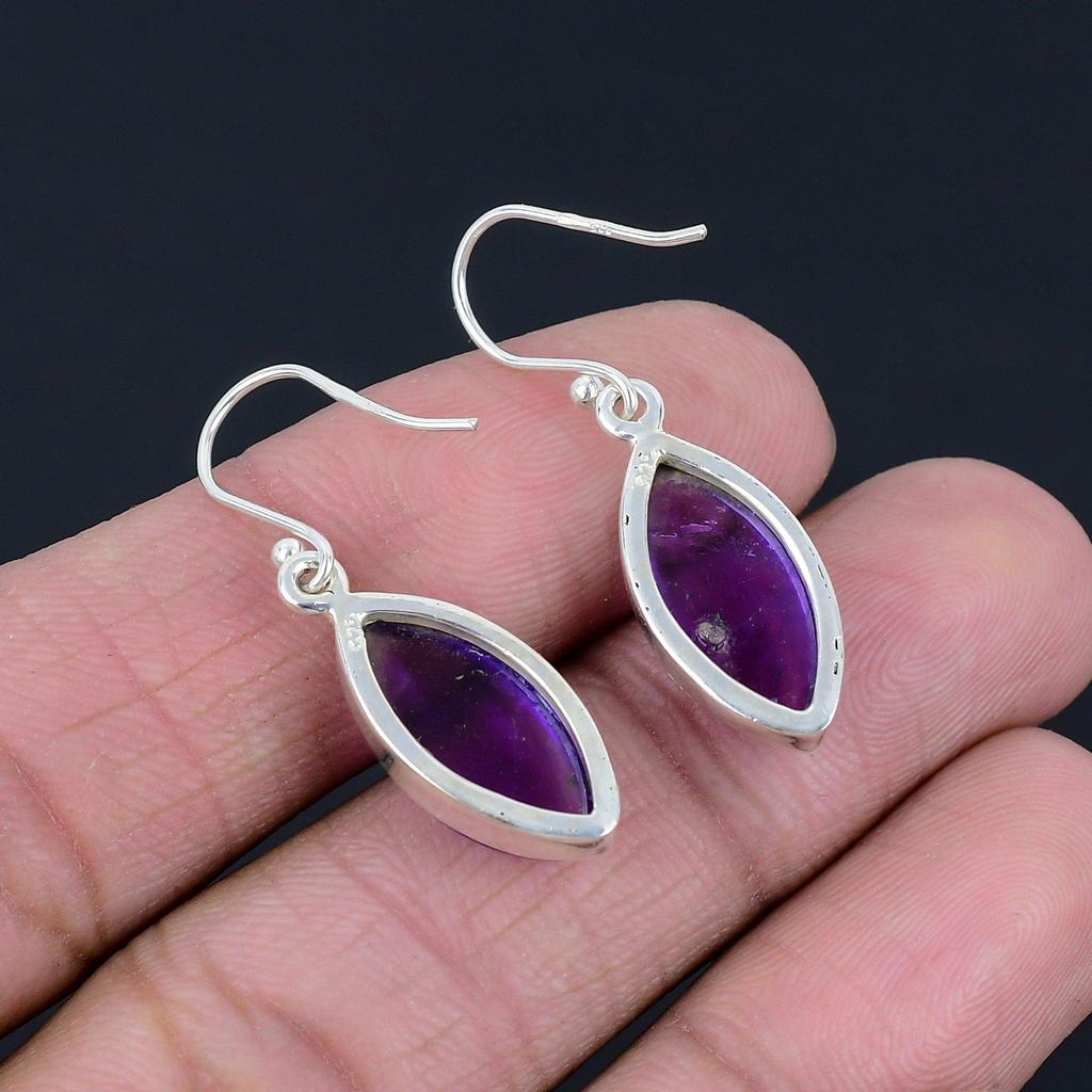 Natural Amethyst Gemstone Earrings Solid 925 Sterling Silver Handmade Drop Dangle Earrings Jewelry Valentine's Day Gift For Loved Ones