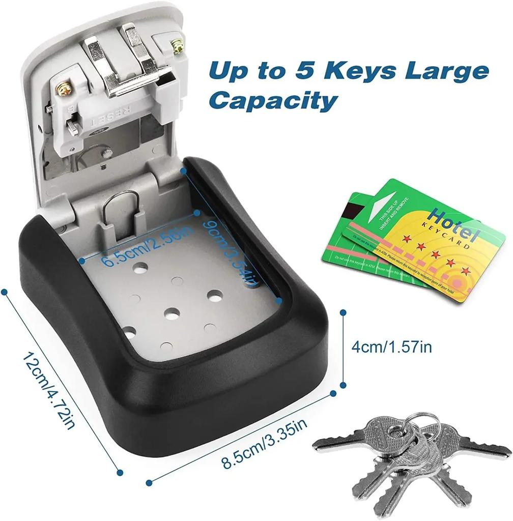 Home Key Lock Box Wall-mounted 4-digit Password Security Lock Key Storage Waterproof Storage Box for Home Office Key Storage