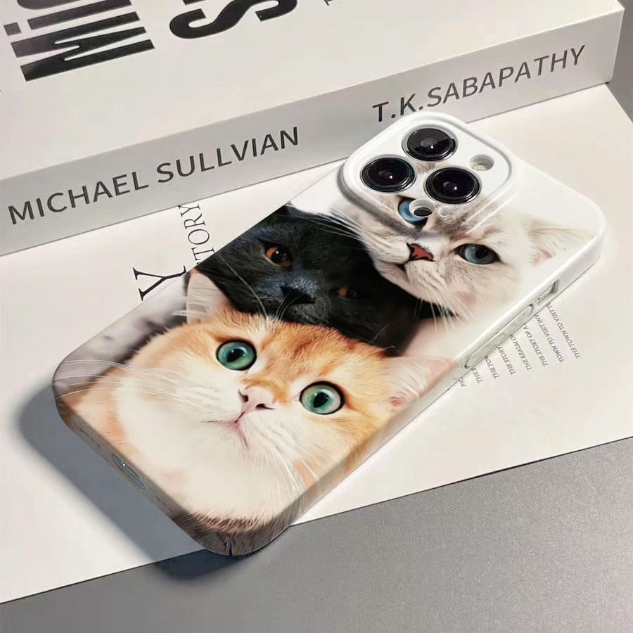 Lovely Cute Cat Phone Case for Oppo Reno14 Reno13 Reno12 Reno11 Reno10 Reno8 Reno7 Reno6 F Z T SE Pro 4G 5G Glossy Film Hard PC