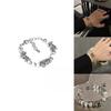 Delicate Cat Eye Stone Titanium Steel Bracelet Geometric Design Light Luxury Gift