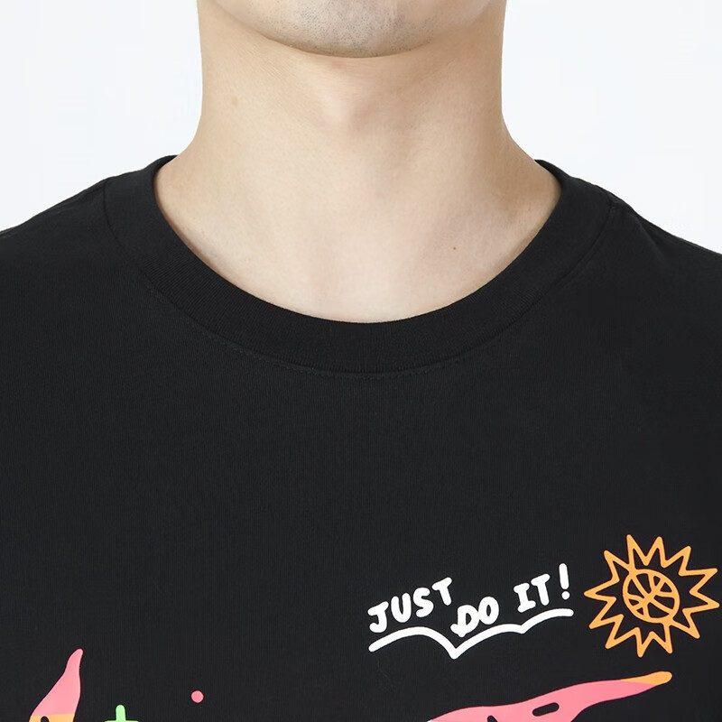 Nike T Shirts Men's Black Crew Neck Moderate Straight Fit DV3188-010