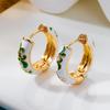 Vintage Colorful Enamel Daisy Chunky Hoop Earrings Gold Flower Circle Huggie Earrings For Women Party Jewelry