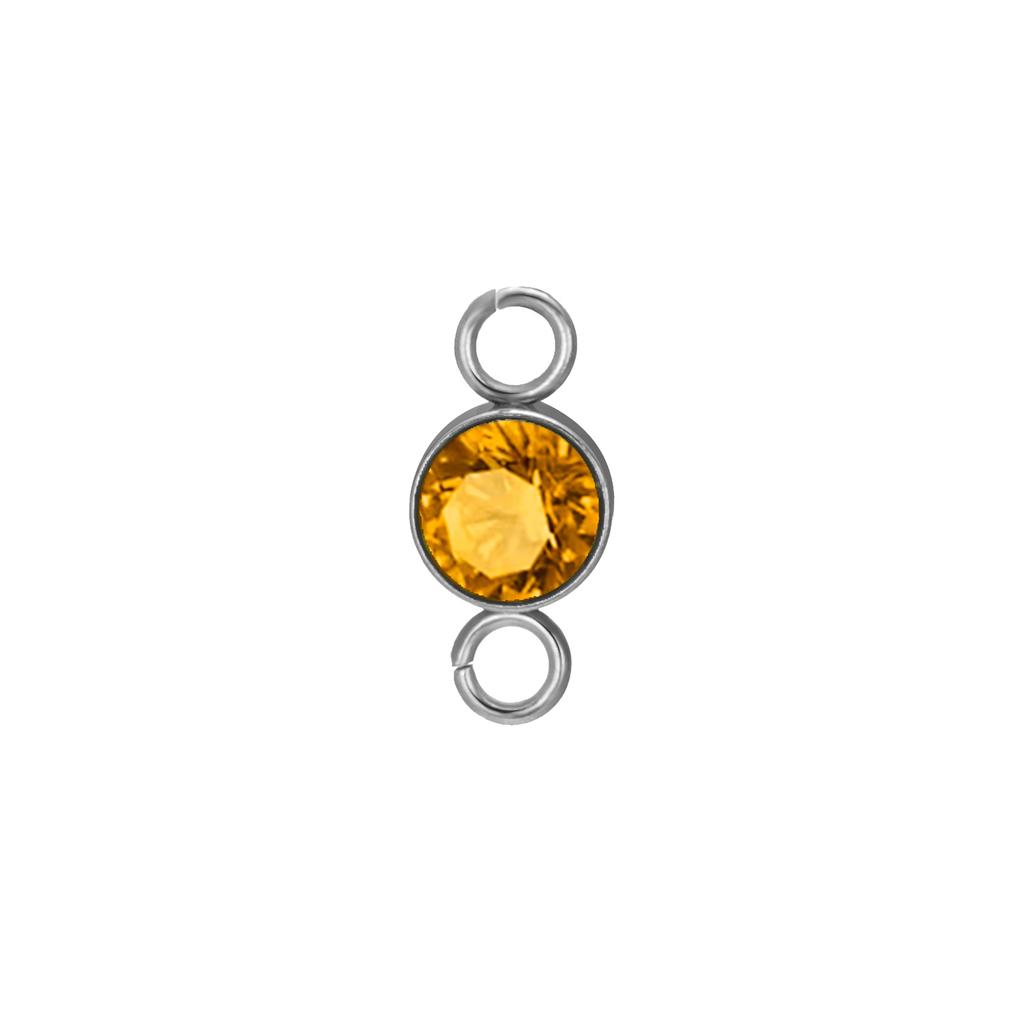 5 pcs/lot 5mm Birthstone Charms with 2 Holes Stainless Steel Crystal Pendant For Necklace Bracelet Making DIY Accessories