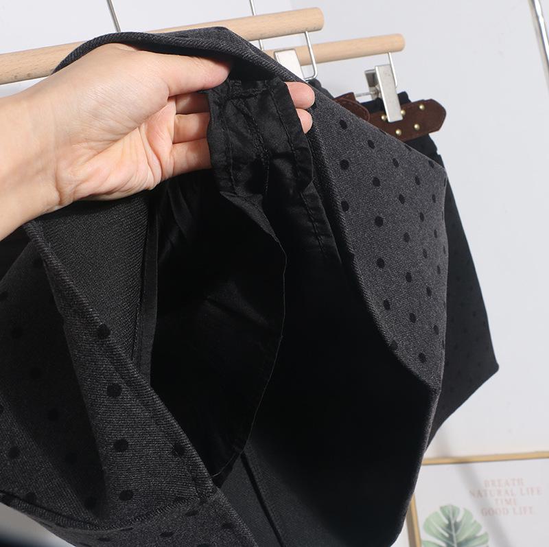 Polka Dot High-Waist Wool-Blend A-Line Mini Skirt for Women