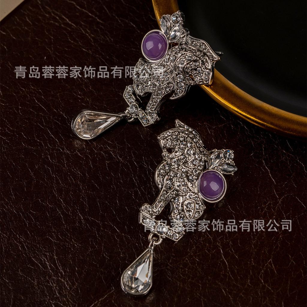 Middle Aged Full Droplet Gemstone Earrings With A Light Luxury High-end Feel Banquet Vintage Niche Design