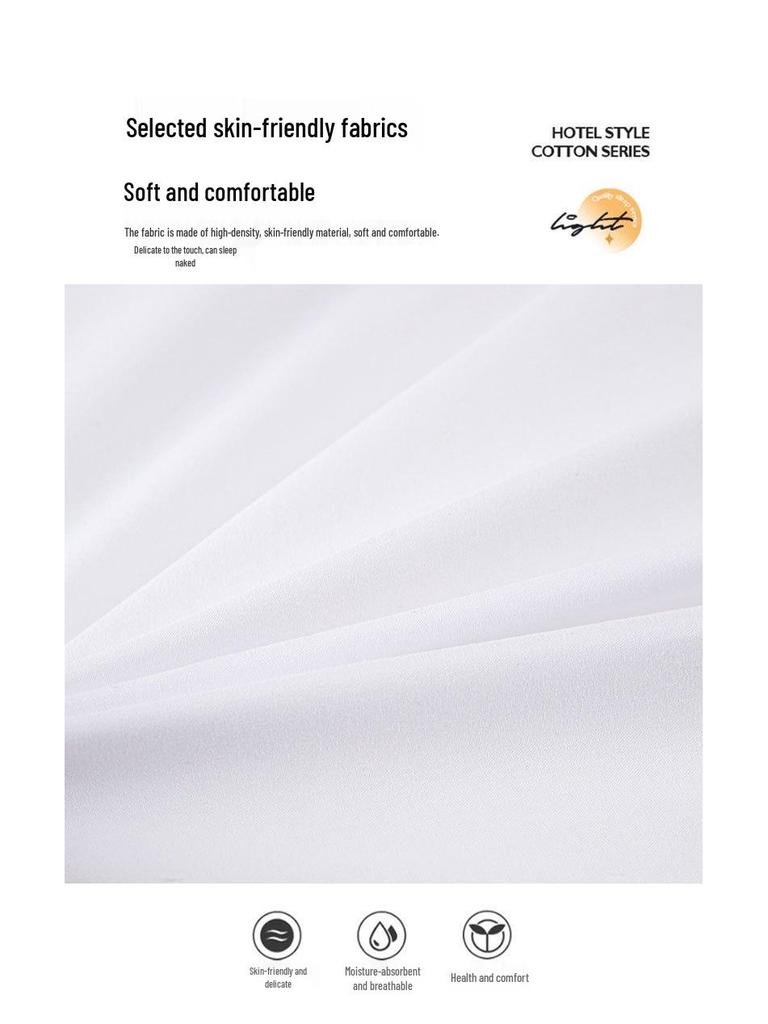 Pure White 3-Piece Hotel Linen Set: Thick Bed Sheet & Duvet Cover for Homestay