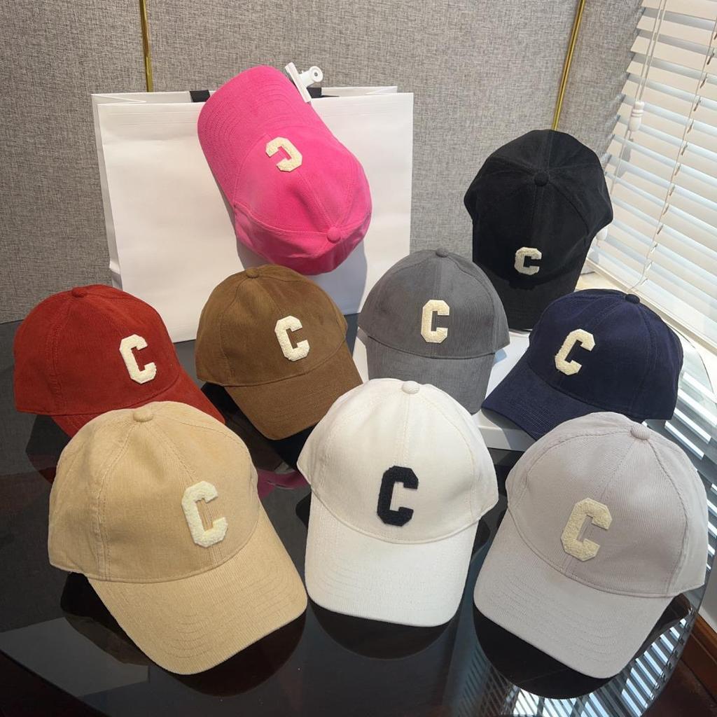 2023 Corduroy Baseball Cap with 'C' for Men & Women, Deep Crown, Large Brim