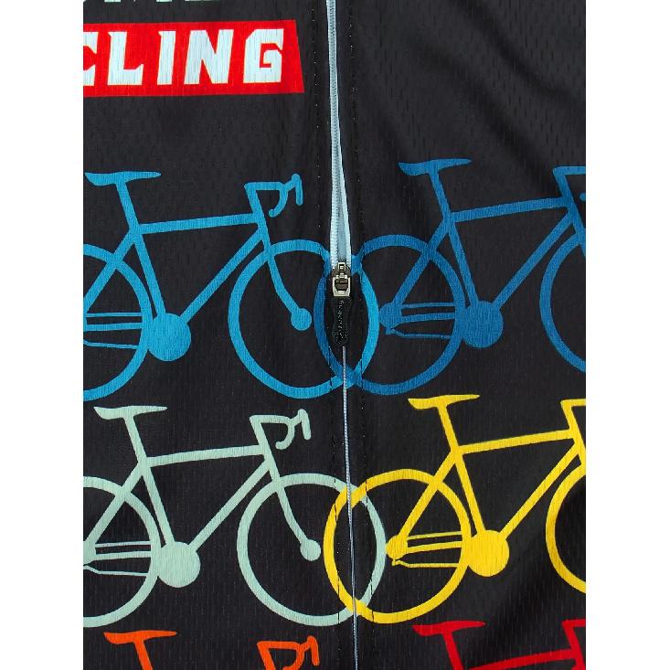 Men'S High-Quality Short Sleeve Cycling Jersey with Reflective Tag & Letter Print - Breathable Moisture-Wicking Fabric, All-Season Regular Fit