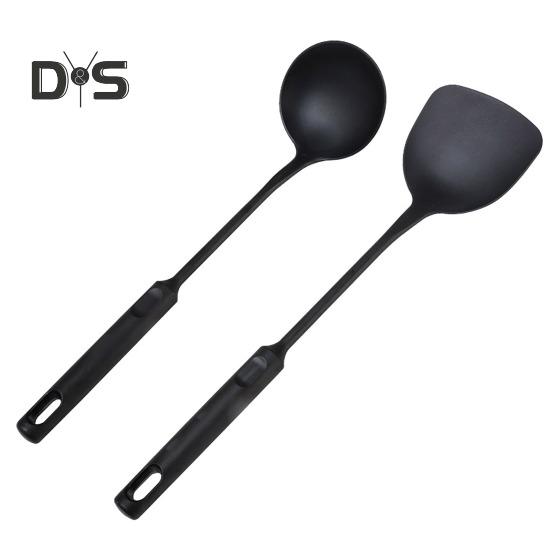 Wok Spatula And Ladle Set Extended Handle Spatula Smooth Edges Soup Spoon Scratch-free Cooking Utensil
