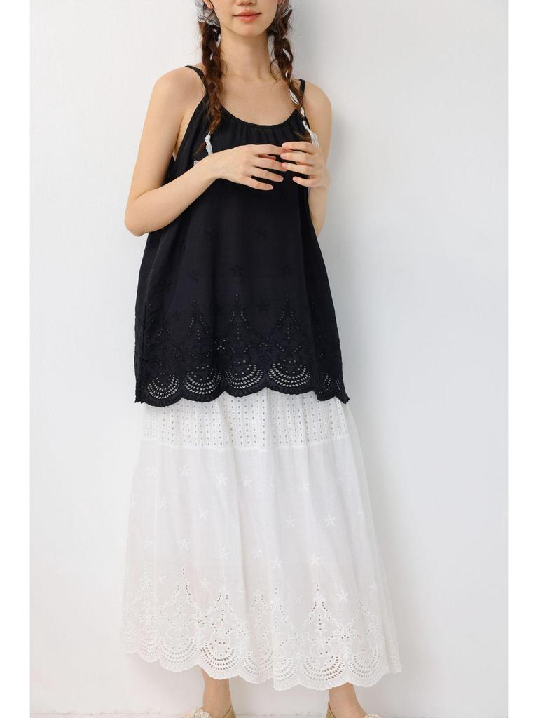 Spring Sweet Mori Girl Embroidered Lace A-Line Skirt