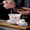 Jingdezhen Covered Bowl Sheep Fat Jade Tea Bowl Hoverable Tea Cup with Lid Chinese Underglaze Colored White Porcelain Teaset
