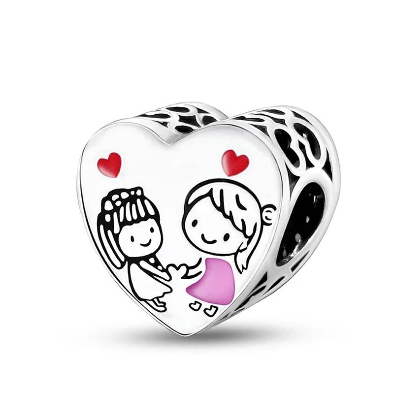 Copper Metal Multiple Love Heart Charm Bead Components Bead Components Compatible With Do It Yourself Bracelet High Quality Fine Jewelry Bangle Craft