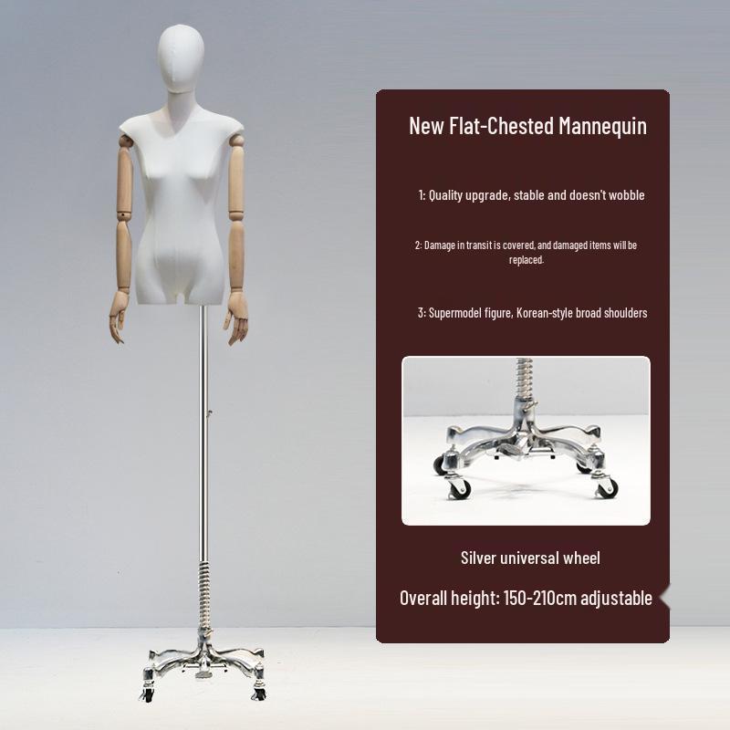 Korean Style Flat Body Female Mannequin with Wide Shoulders for Women's Clothing Display