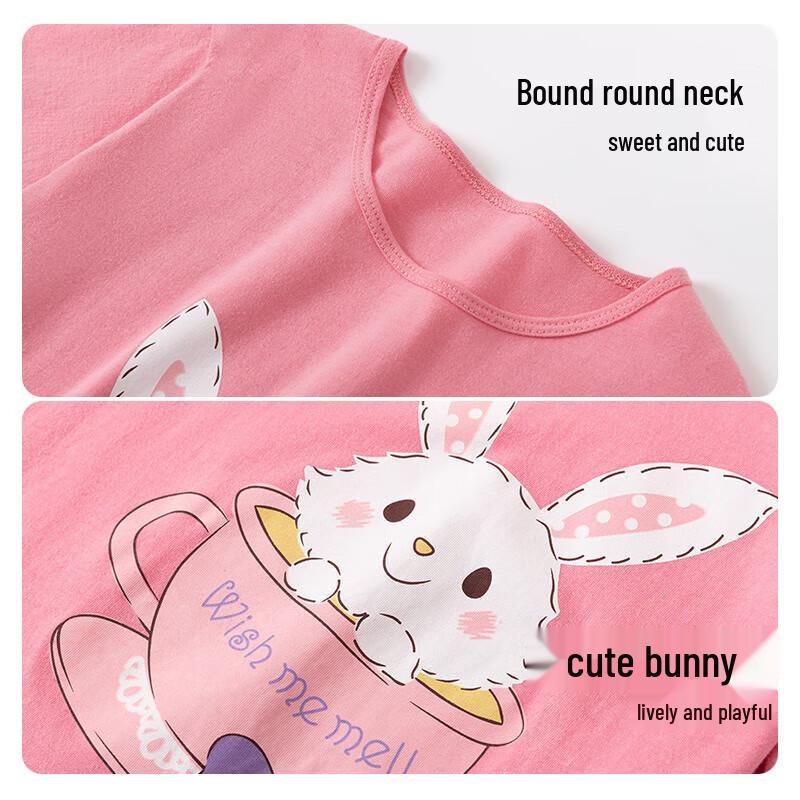 Girls' Pure Cotton Short Sleeve Summer Nightgown