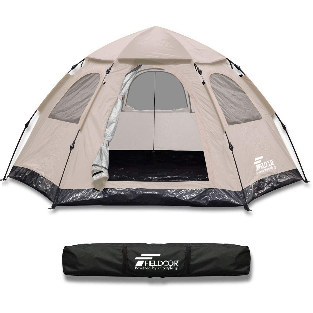 

FIELDOOR шестигранная ширина 305 см x глубина 240 см x высота 145 см для установки просто потяните Одноместную палатку, тип на 5 человек, [светло-бежевый] (Полегче, струна!)