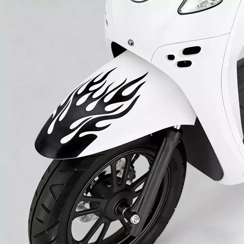 SEAMETAL Waterproof Flame Racing Stripes Reflective Sticker Decal For Motorcycle Electric Scooter Fender Decoration