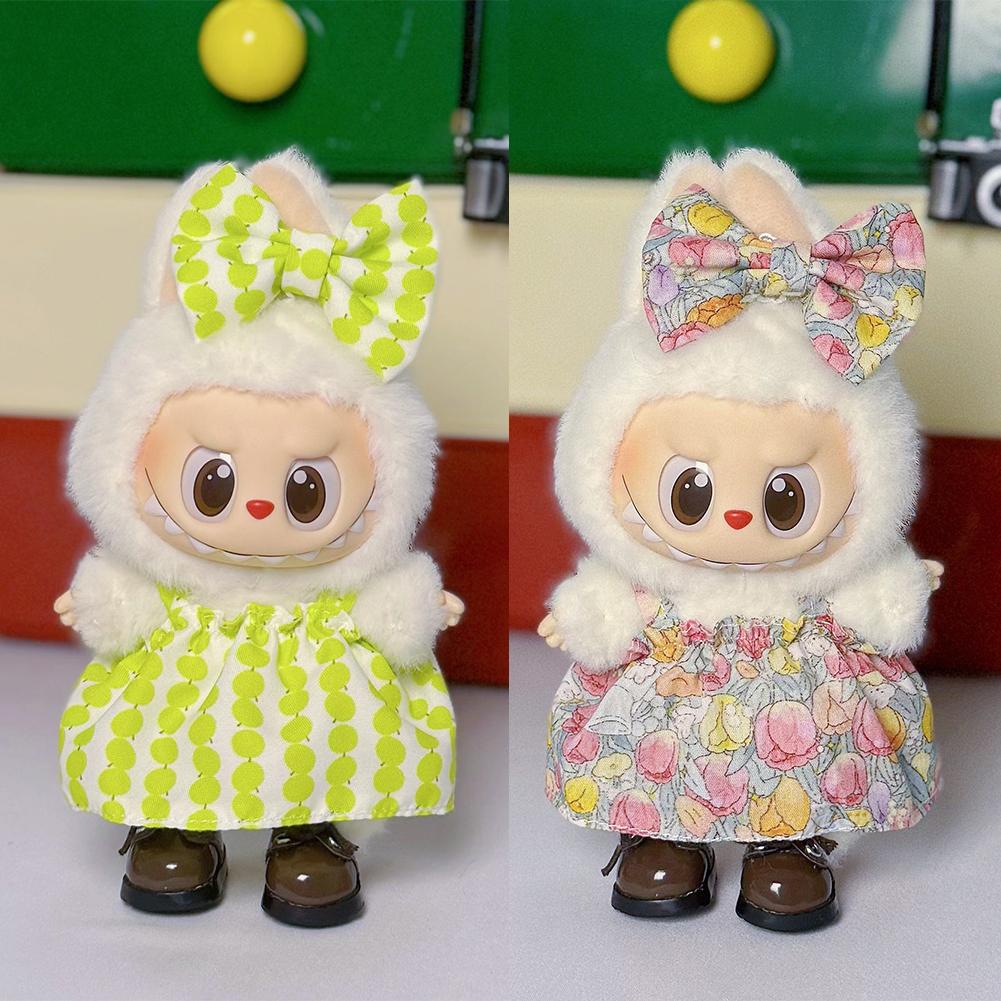 Miniature Dress Bow Suit for 17cm Labubu Dolls Cute DIY Doll Clothes Fashion Accessories Lovely Outfit Gifts for Girls Friends