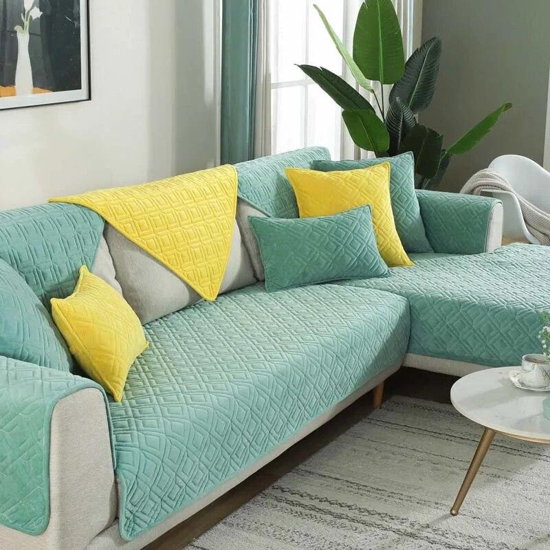 New Arrival Solid Color Thick Crystal Velvet Quilted Sofa Towel Soft Short Plush Anti-slip Sectional Sofa Covers for Living Room