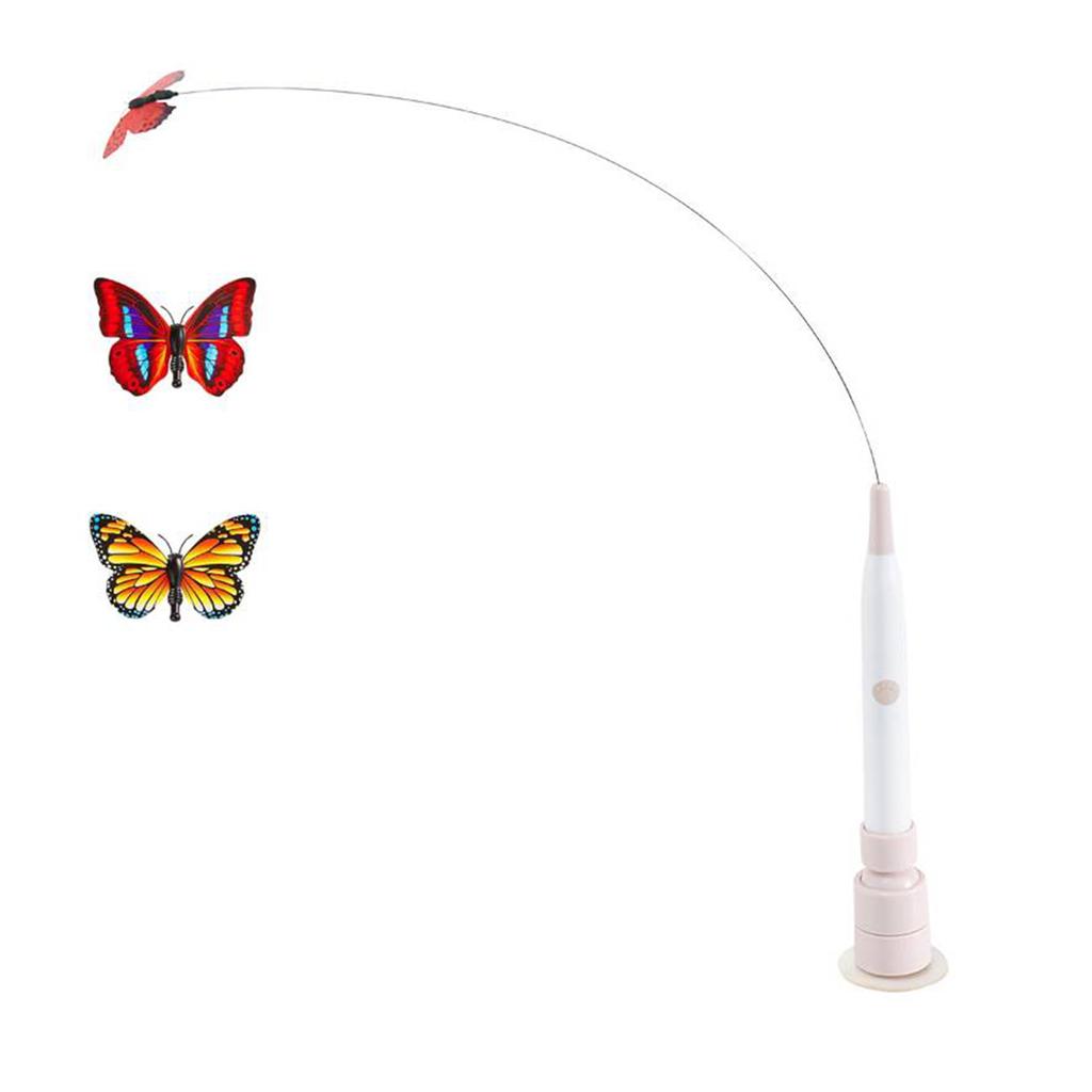 Flutter Rotierende Kätzchenspielzeuge Spinnendes Schmetterling Katzen Spielzeug Angelleine Automatisches Katzen Reizspielzeug für Wohnungskatzen