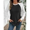IHUASU Women's Fashion Casual O-Neck Long Sleeve Blouses & Shirts