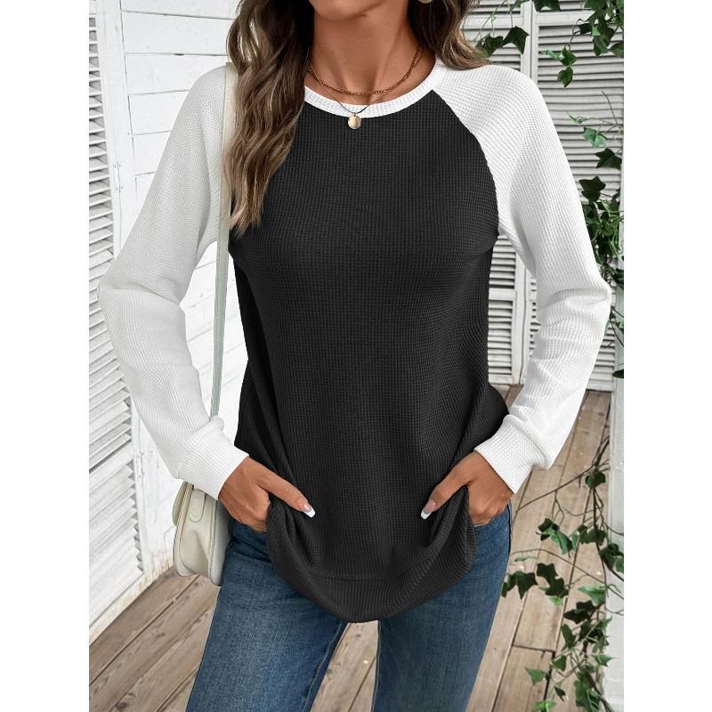 IHUASU Women's Fashion Casual O-Neck Long Sleeve Blouses & Shirts