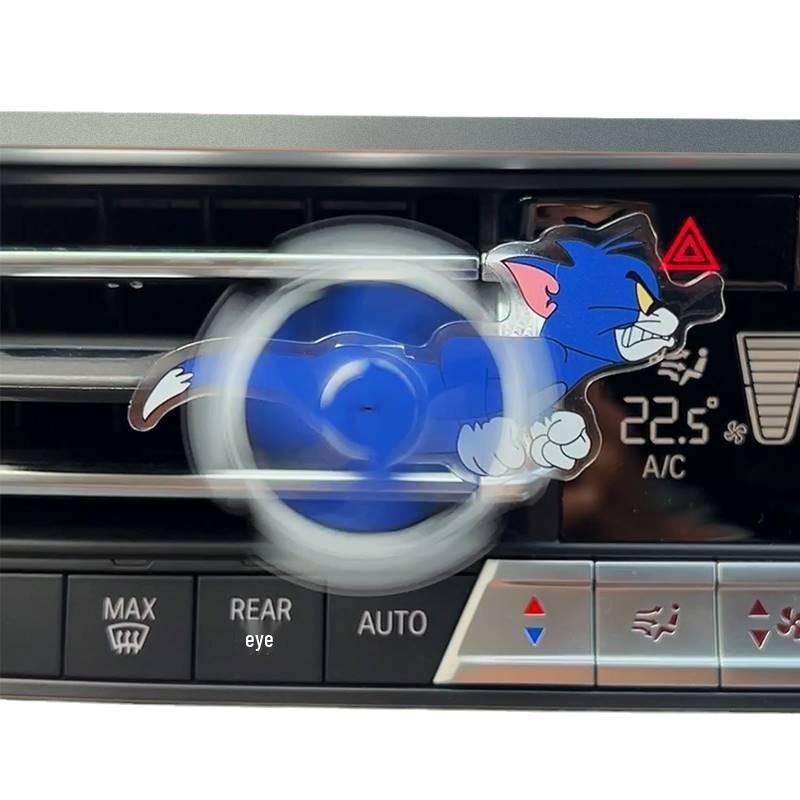 Rotatable Cartoon Cat and Mouse Car Air Vent Swirling Acrylic Clip Decor