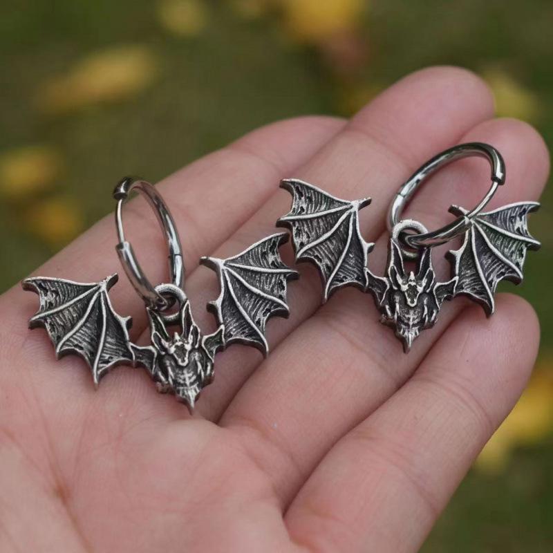 Gothic Bat Witch Halloween Earrings with Stainless Steel Hooks