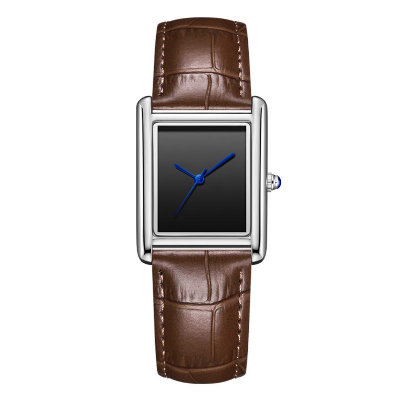 Leather Strap Square Quartz Couple Watches: Waterproof, Simple, Fashionable Design for Men and Women