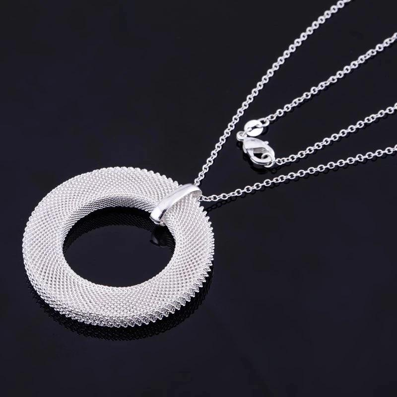 40-75cm Luxury Designer Network Circle Pendant 925 Sterling Silver Necklace for Women Party Wedding Fashion  Jewelry Gifts