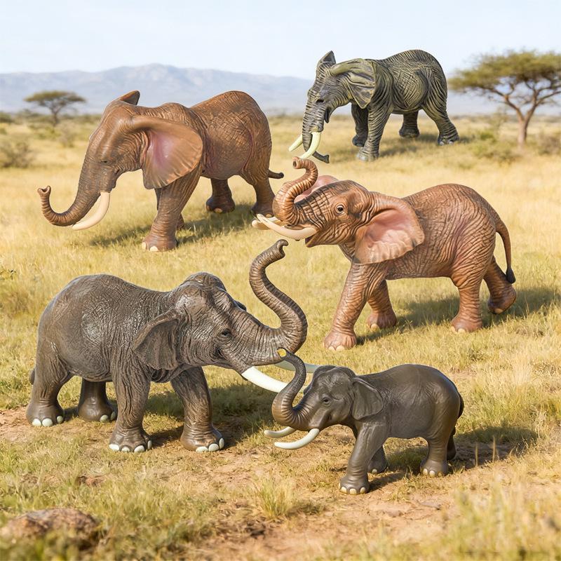 Wild Animal Model: Solid Elephant & Mammoth Toy for Children
