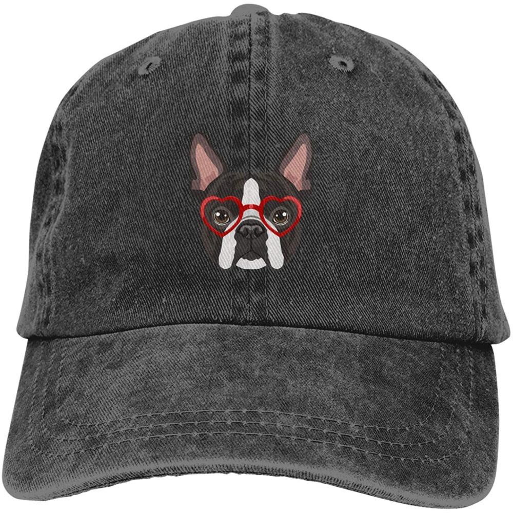 Denim-Kappe, Boston Terrier-Hund, Baseball-Dad-Cap, klassisch gewaschen, 100 % Baumwolle, verstellbar, lässig, Sport, für Unisex, Damen, Mütze