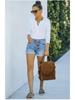 Women's Ripped Rolled Hem High-Elasticity Denim Shorts - Light & Dark Colors (2021)