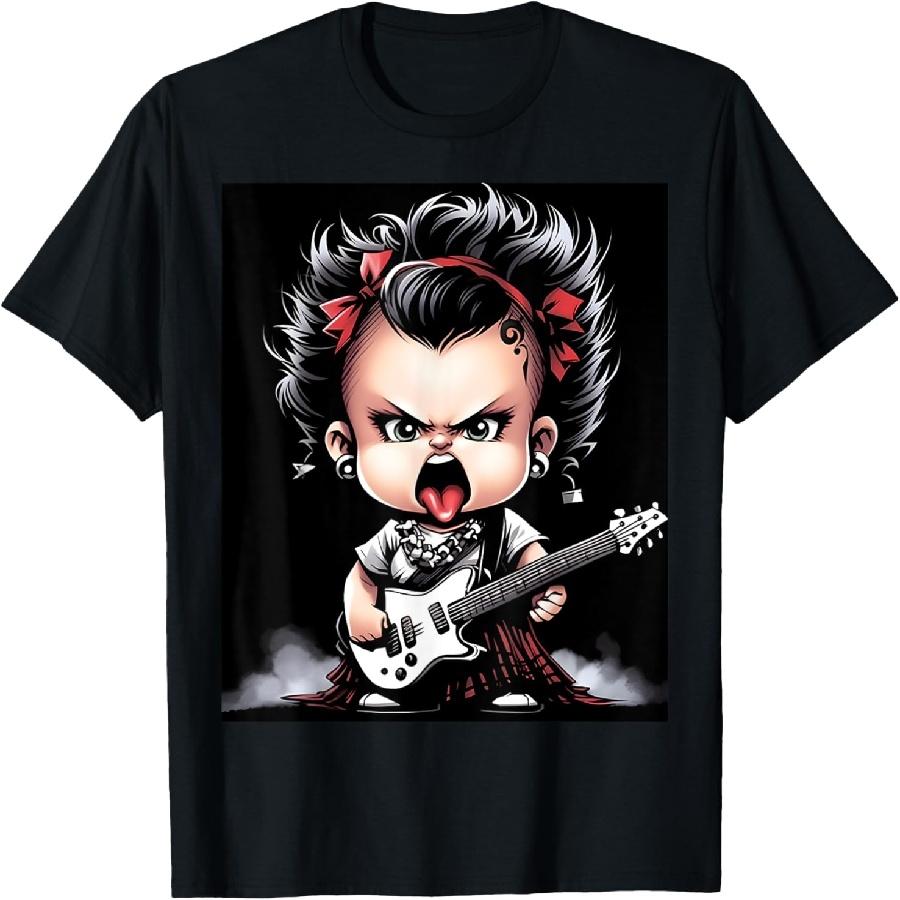 Маленькая Рок-звезда_ Забавная Милая Футболка для Девочки в Стиле Панк-Рок S