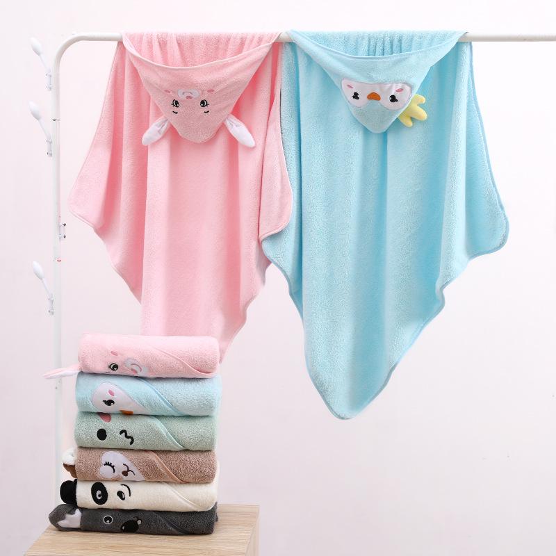 Infant Cartoon Hooded Bath Towel & Swaddle Blanket - Absorbent and Cute Baby Cloak