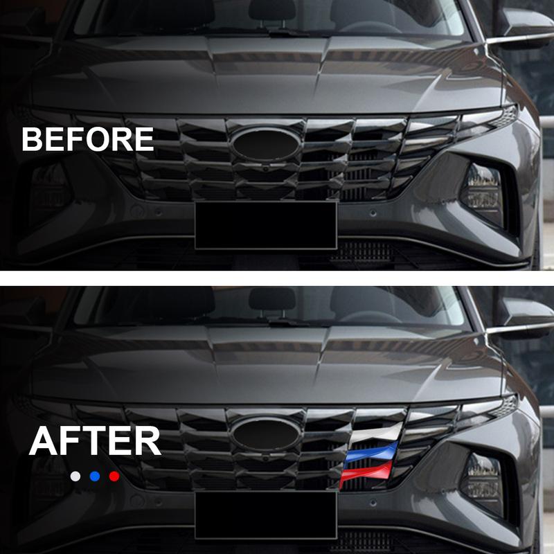 For Hyundai Tucson NX4 2024 Hybrid Car Front Grille Trim Sport Strip Cover 3pcs 3D Sticker Accessories
