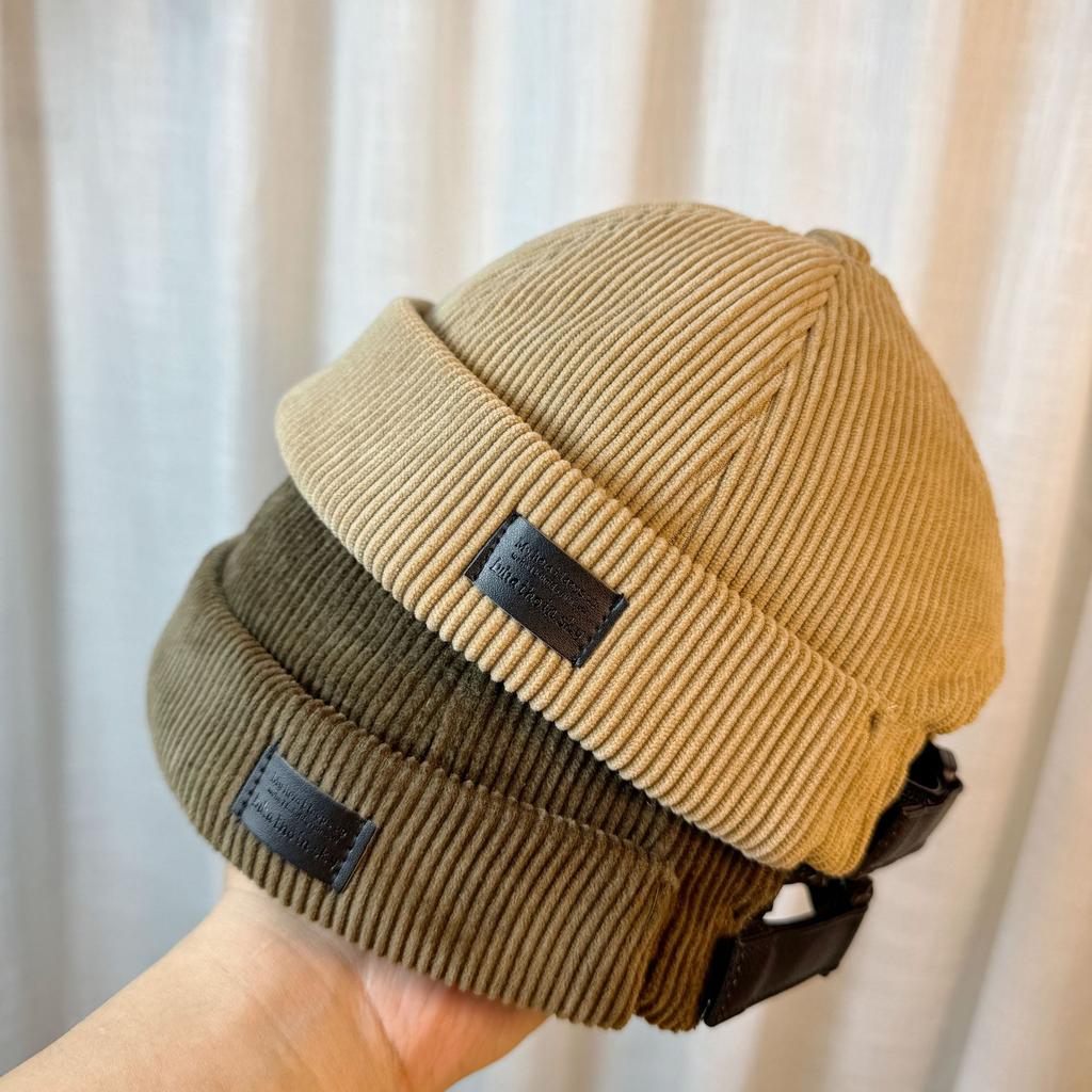 Corduroy Melon Skin Hat for Men and Women Japanese Style Fashionable and Versatile Landlord Hat Autumn and Winter Ruffian Hip Hop Sailor Hat