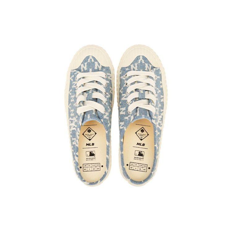 MLB Playball Mule Mono Denim Lace Up Slip Resistant Abrasion Resistant Low Top Canvas Shoes Unisex Blue 32SHSD111-50U