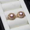 New Natural Freshwater Pearl Earrings For Woman,Flat 18k Gold Palted Pearl Earrings Wife Anniversary Gift White Pink Black