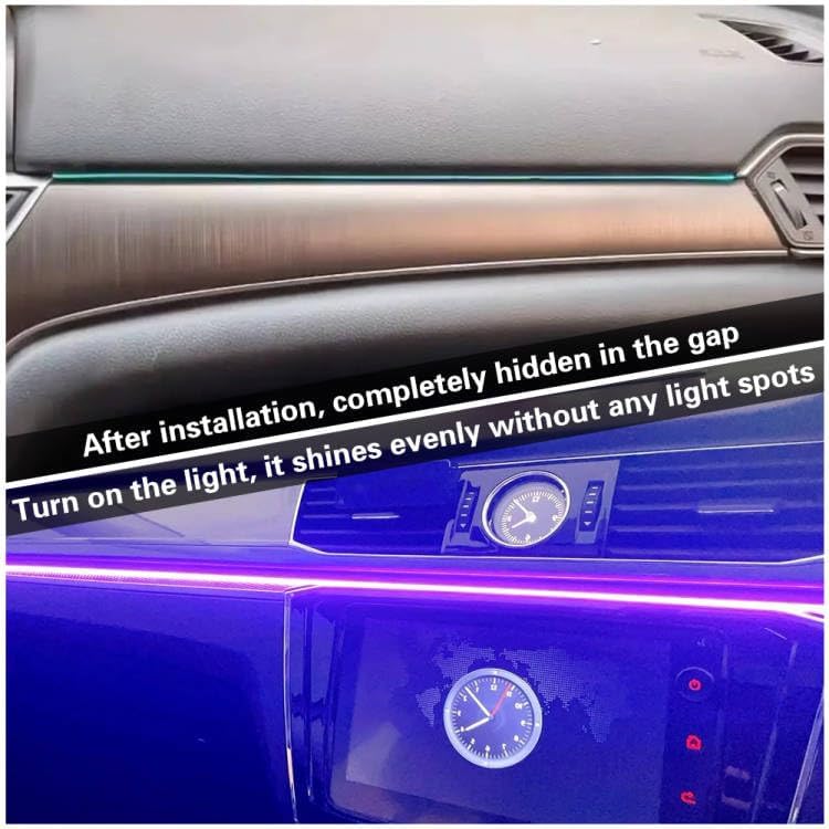 Acrylic Interior Car LED Lights With Remote And Wireless APP 6 In 1,Ambient Lighting Kits Fiber Optic Strip LEDs,16 Million Colors Music&DIY Function