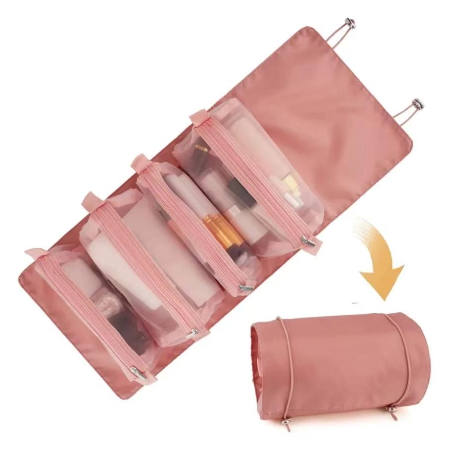 In 1 Detachable Makeup Bag Women Zipper Mesh Large Capacity Cosmetics Pouch Foldable Portable Travel Wash Storage Bag