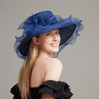 Hat Women'S Summer New Anti-Ultraviolet Beach Sun Hat Organza Flower Sun Hat Big Edge Mesh Top Hat