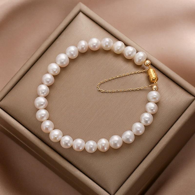 Hot Sell Trendy Magnet Buckle 14K Gold Filled Natural Freshwater Pearl Female Charm Bracelet  For Women Gifts No Fade