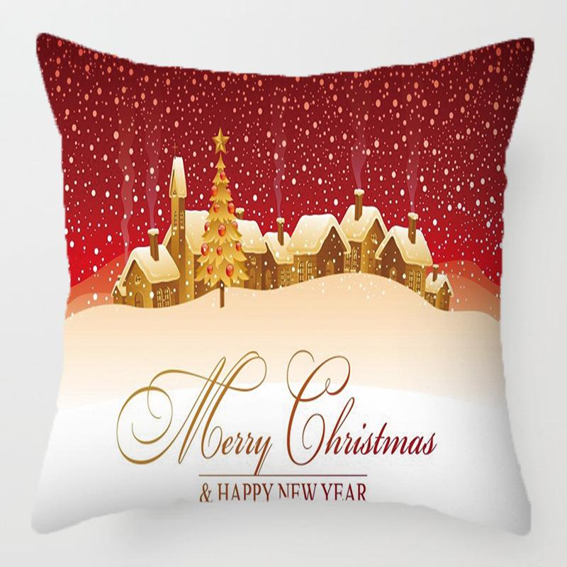 Christmas Golden Cartoon Throw Pillow Cover With Short Plush Print For Living Room Sofa Decoration Cushion Cover Pillow Covers