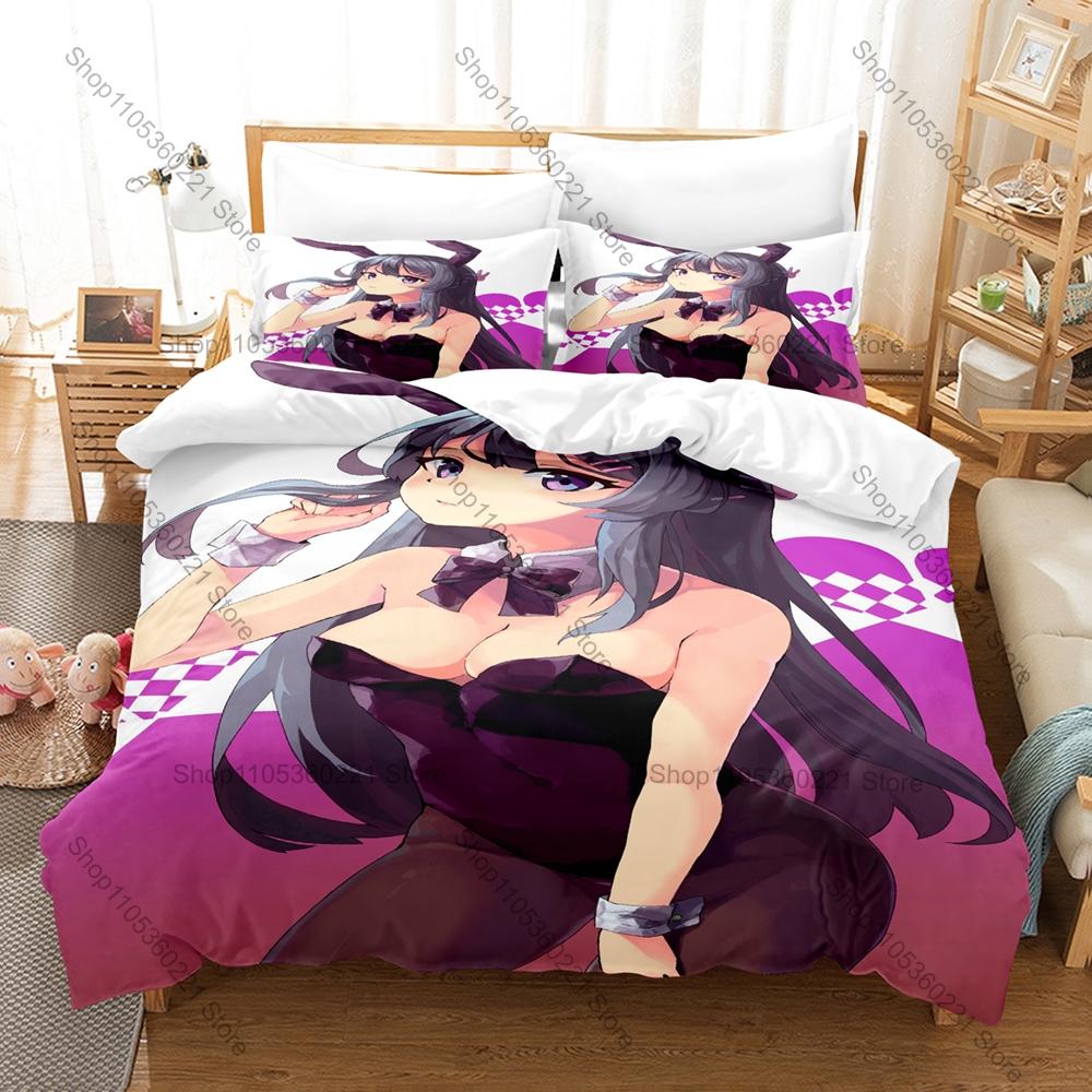 3 In 1 Sakurajima Mai Themed Bedding Set Cute Actress Design Breathable Fabric Bedroom Gift Print Stylish Home Decor